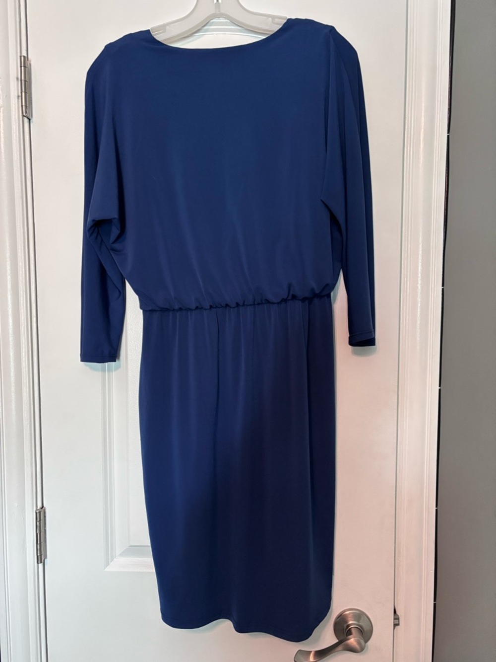 WHBM Blue Wrap Dress Size 8 Faux Wrap Ruffle Sleeve Career Size 8 - Picture 10 of 17